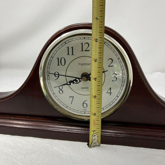 Vintage Ingraham Wood Clock Mantle Tambour Battery Powered WORKS - Picture 3 of 15